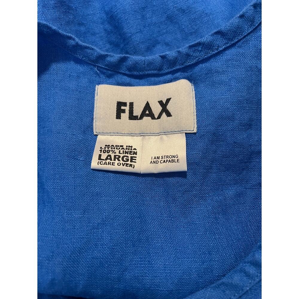 FLAX NWT Cobalt Blue 100% Linen Long Round Neck Sleeveless Long Maxi Dress L - Picture 4 of 7